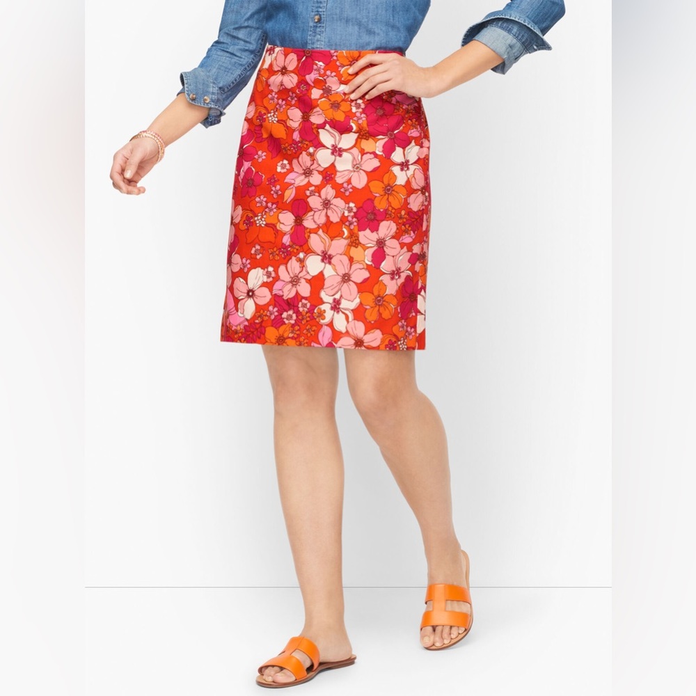 Talbots TOSSED FLOWERS CANVAS A-LINE SKIRT